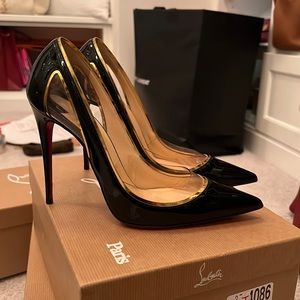 Christian Louboutin Cosmo 554 100mm Black/ Gold patent Leather 38
